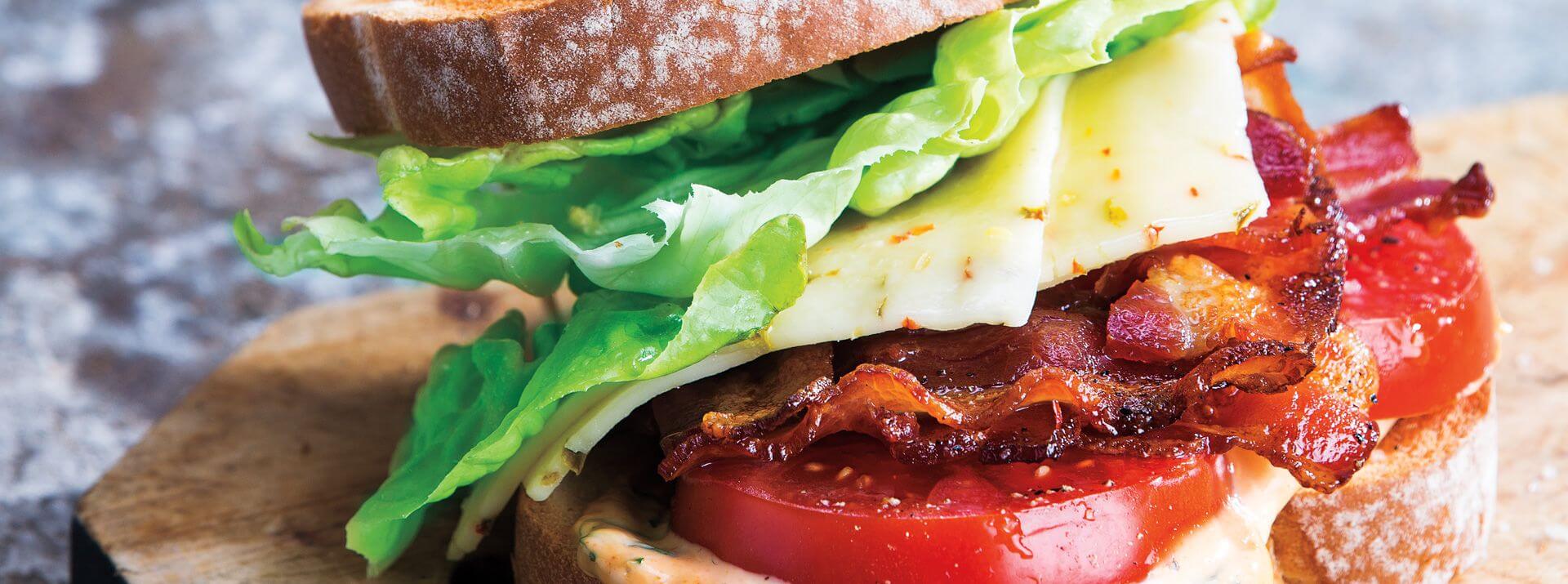 Sandwich with Cheese, Lettuce, Bacon and Tomato