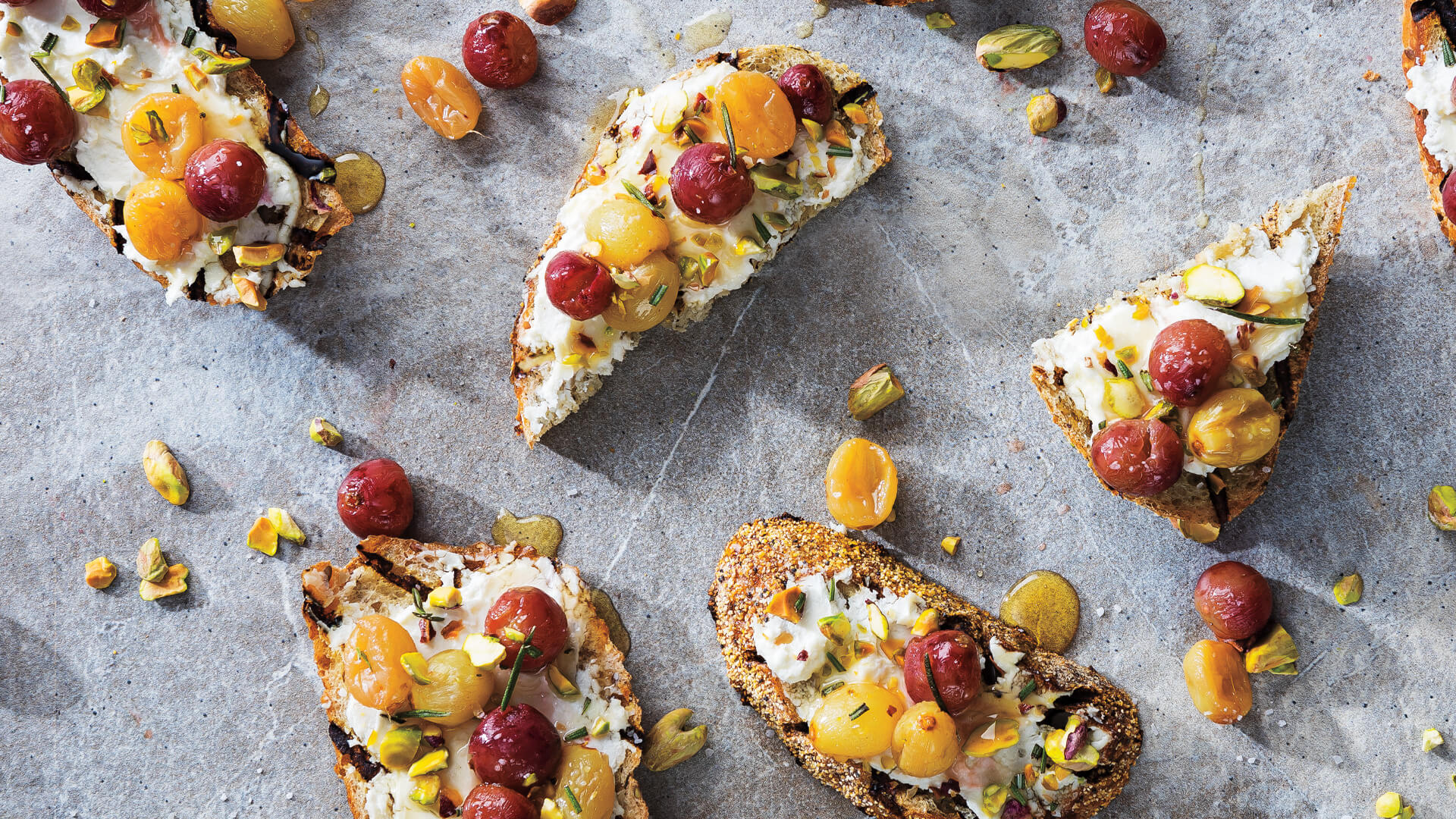Roasted Grape & Goat Cheese Bruschetta