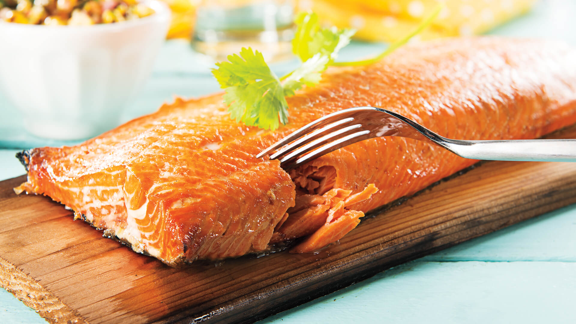 Cedar Planked Salmon with Jalapeño-Corn Salsa