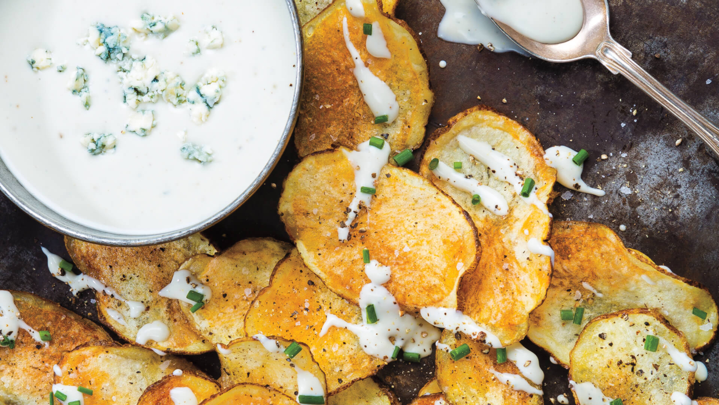 Homemade Potato Chips with Blue Cheese Sauce Recipe Roche Bros.