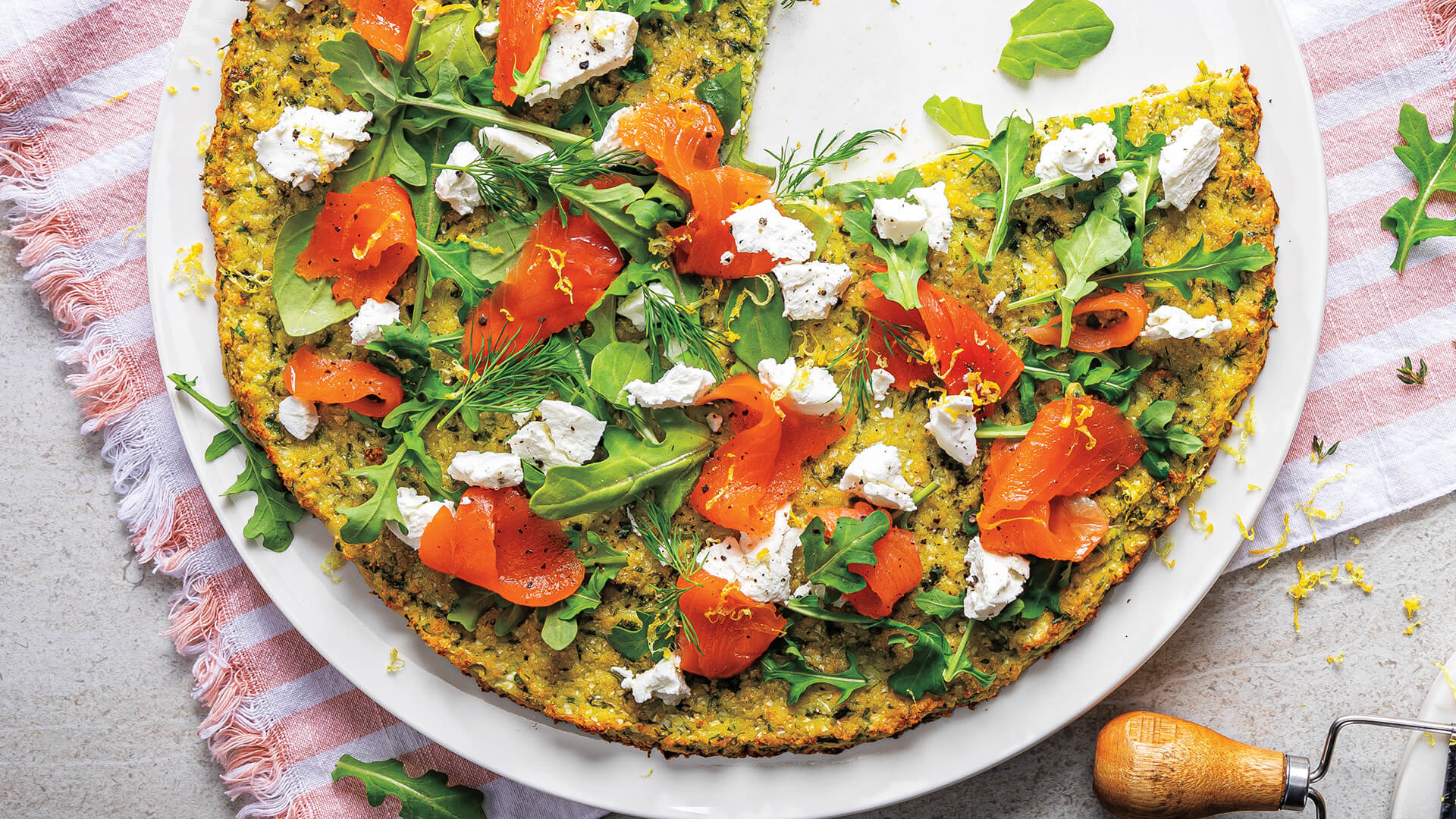 Smoked Salmon Pizza with Garlic-Herb Cauliflower Crust