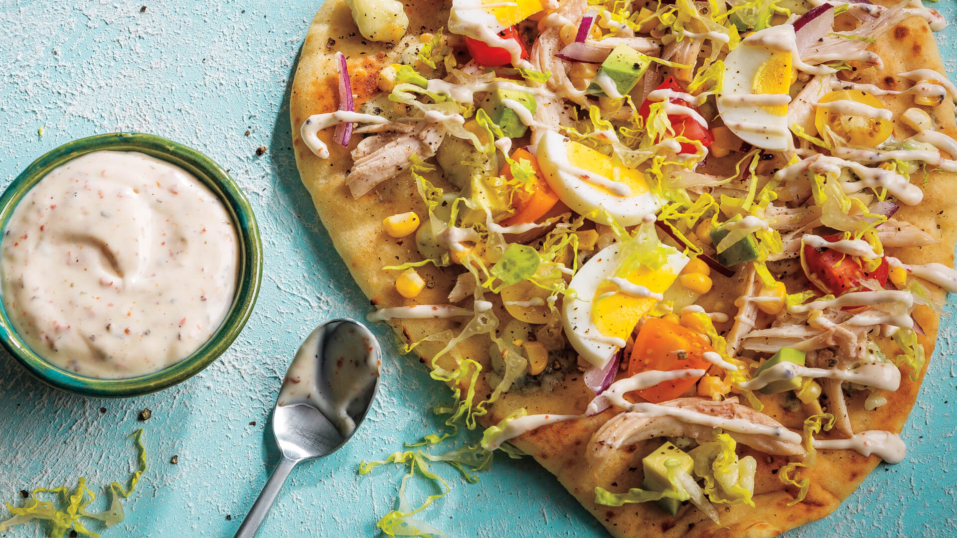 Chicken Cobb Salad Naan Flatbread