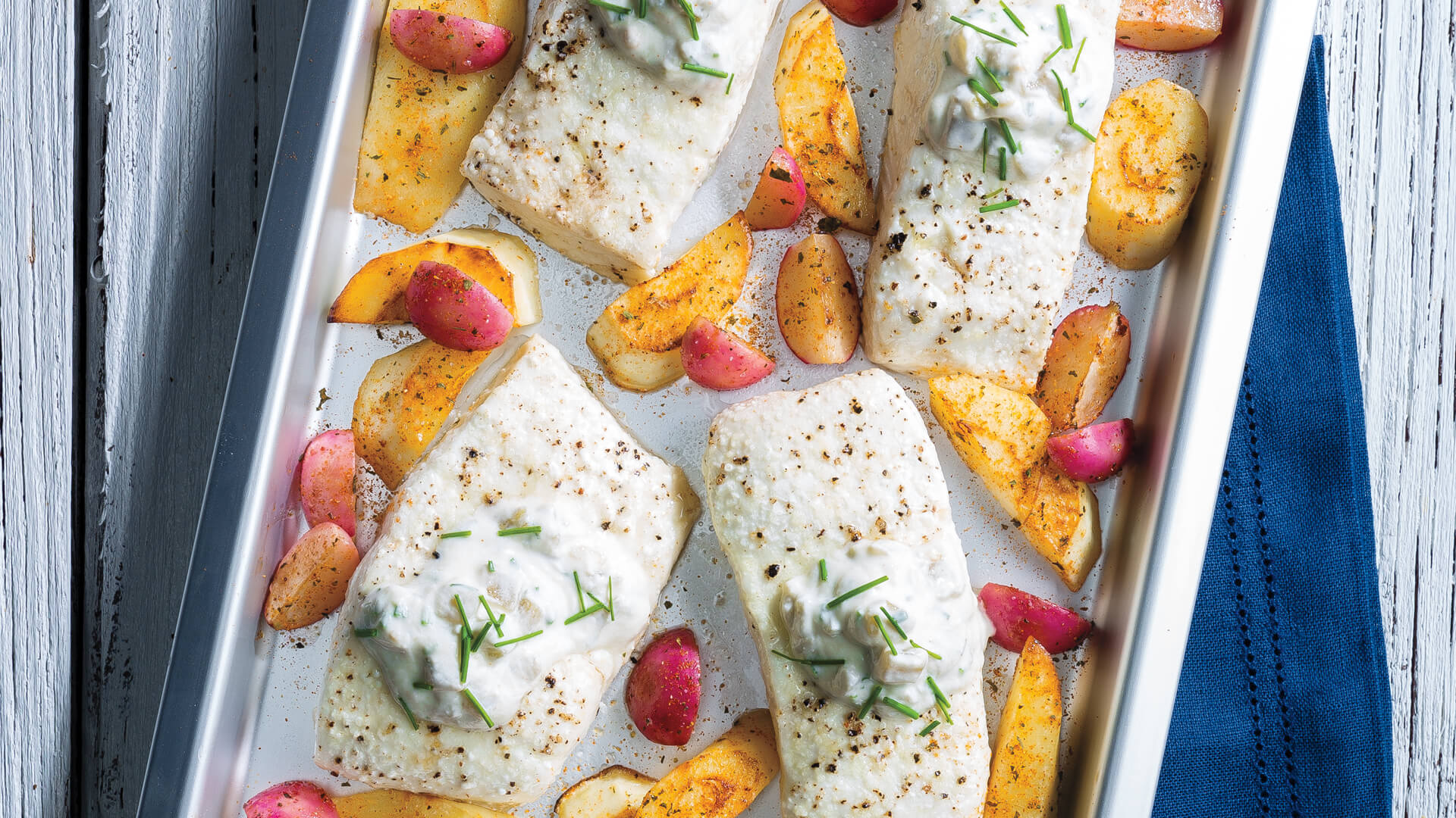 Sheet-Pan Halibut with Roasted Parsnips