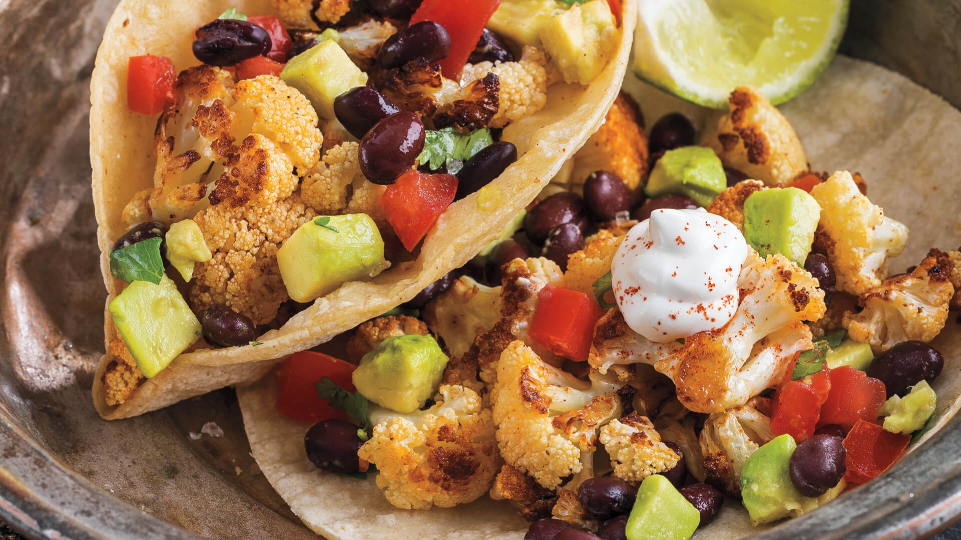 Roasted Cauliflower Tacos with Avocado-Black Bean Salsa