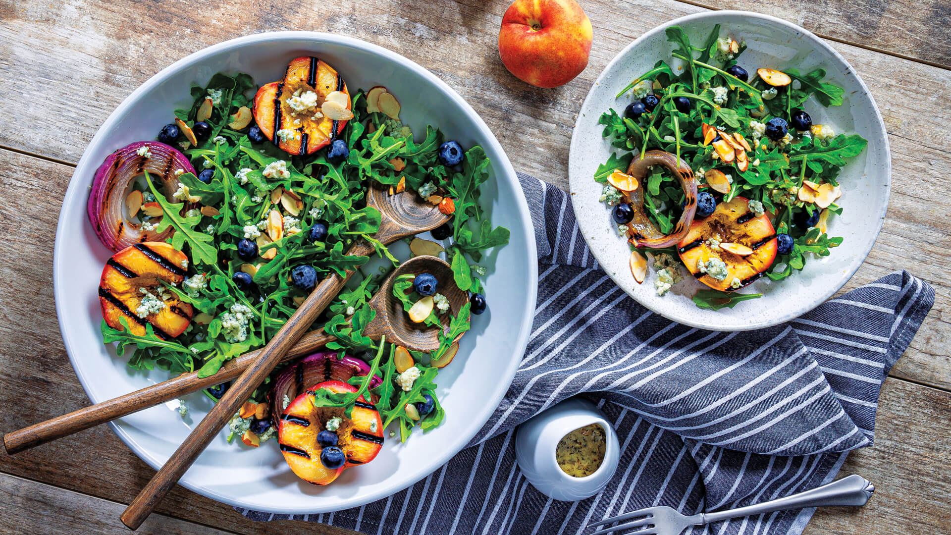 Grilled Nectarine & Arugula Salad with Honey-Balsamic Vinaigrette