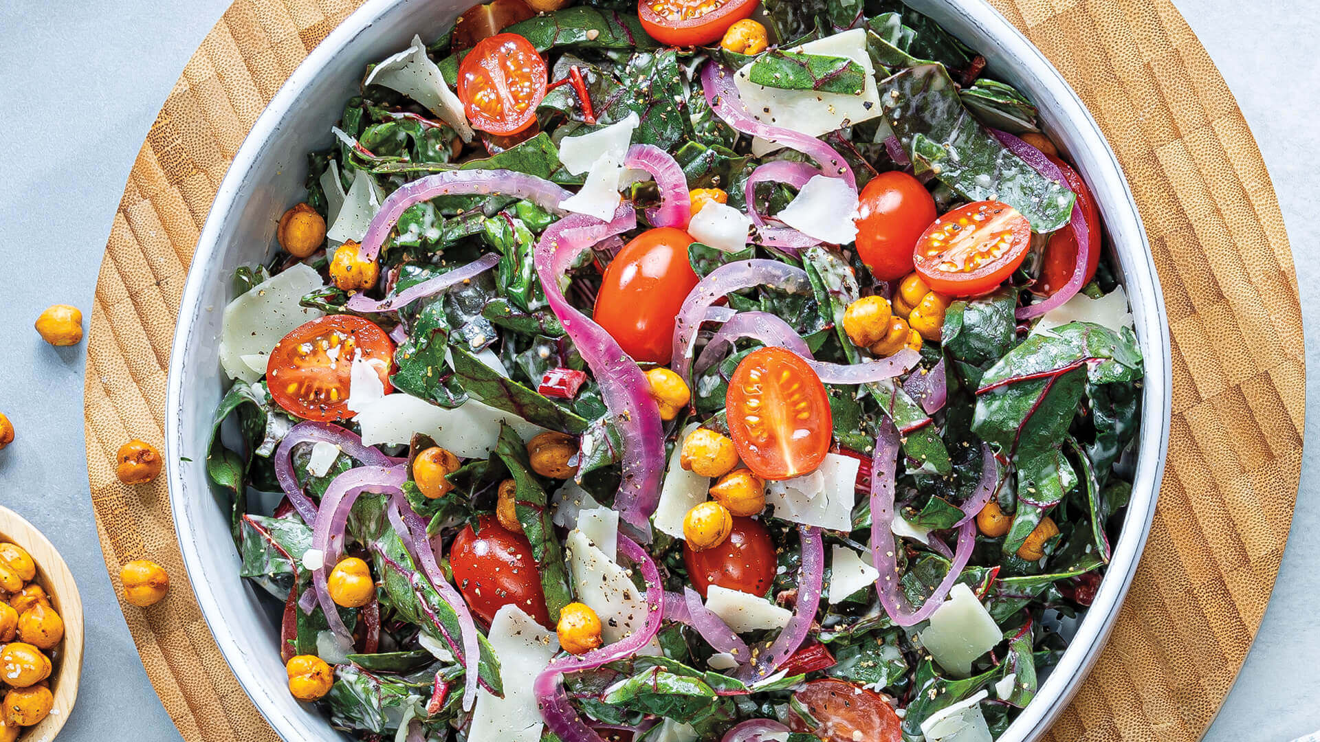 Rainbow Swiss Chard Caesar Salad