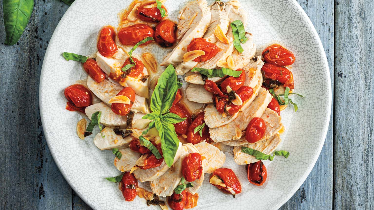 Tomato-Garlic Poached Chicken