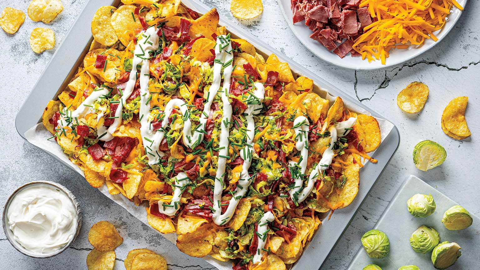 Irish Nachos with Crispy Brussels Sprouts