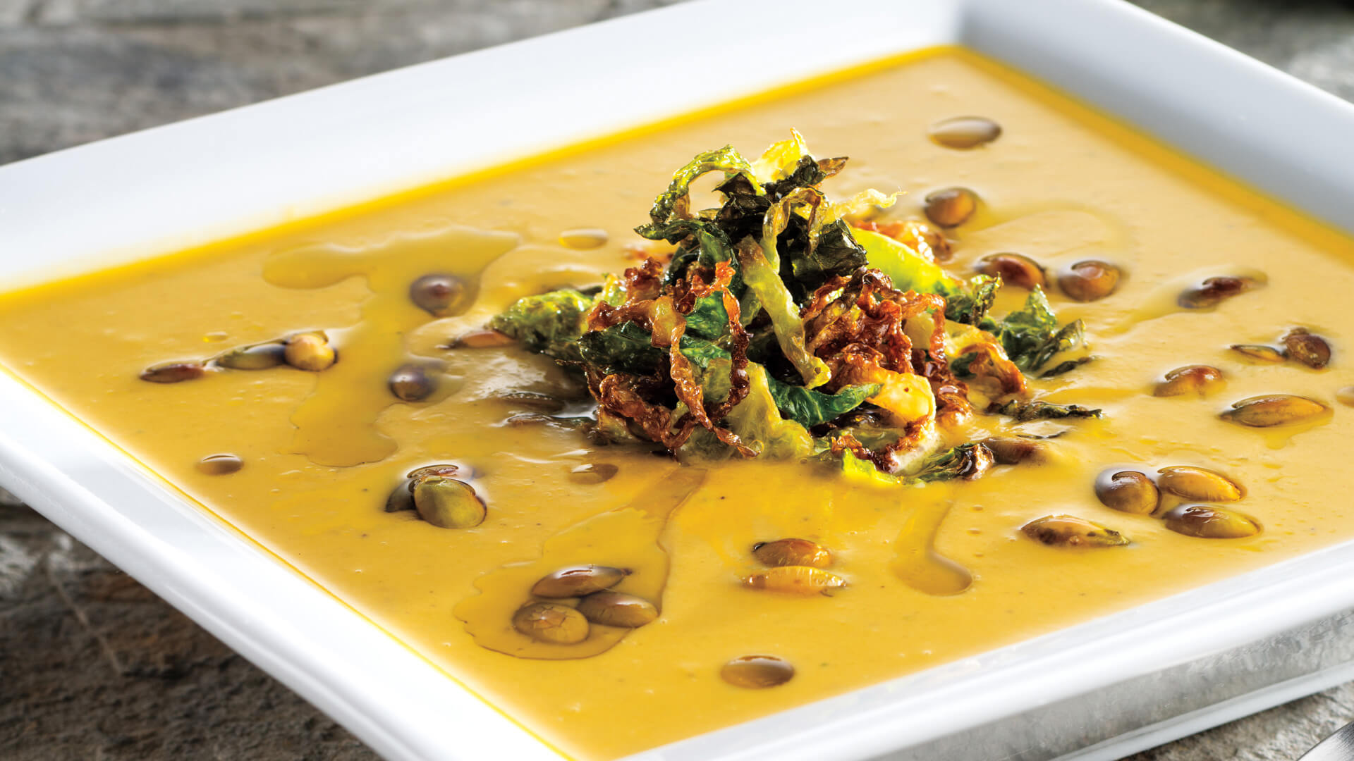 Brussels Sprouts & Sweet Potato Soup