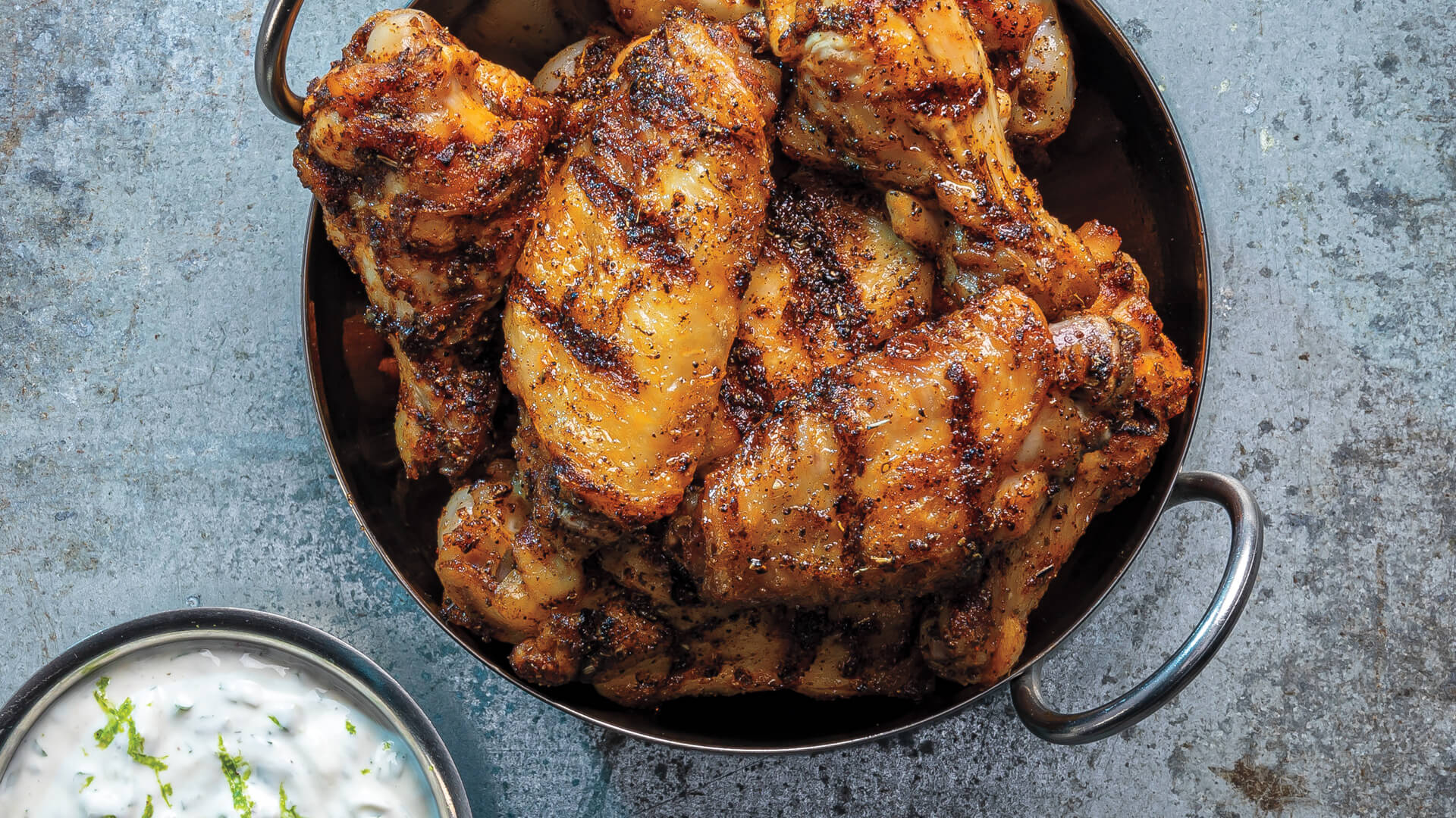 Grilled Tex-Mex Wings with Jalapeño-Ranch Dip