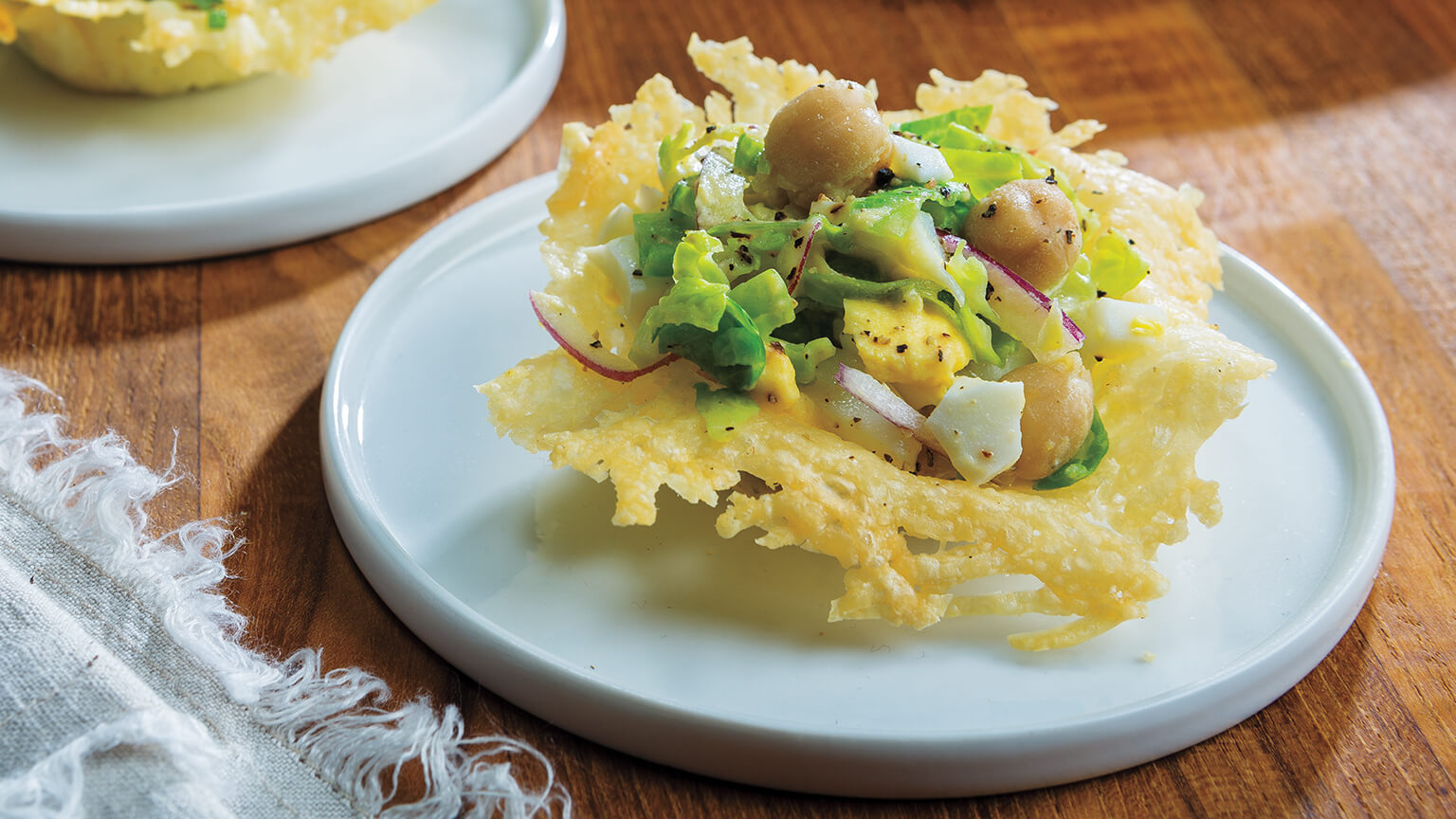 Brussels Sprouts Salad in Mini Frico Cups