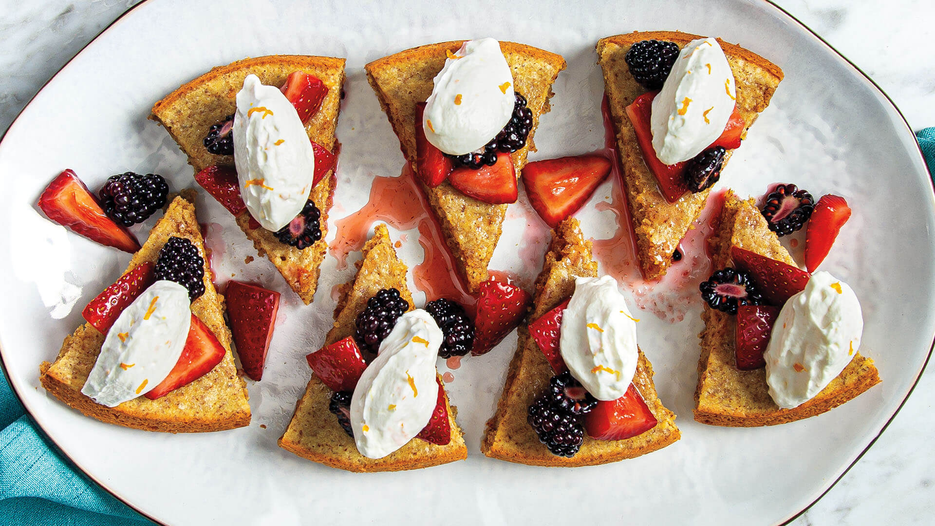 Orange-Almond Cake with Whipped Cream & Macerated Berries