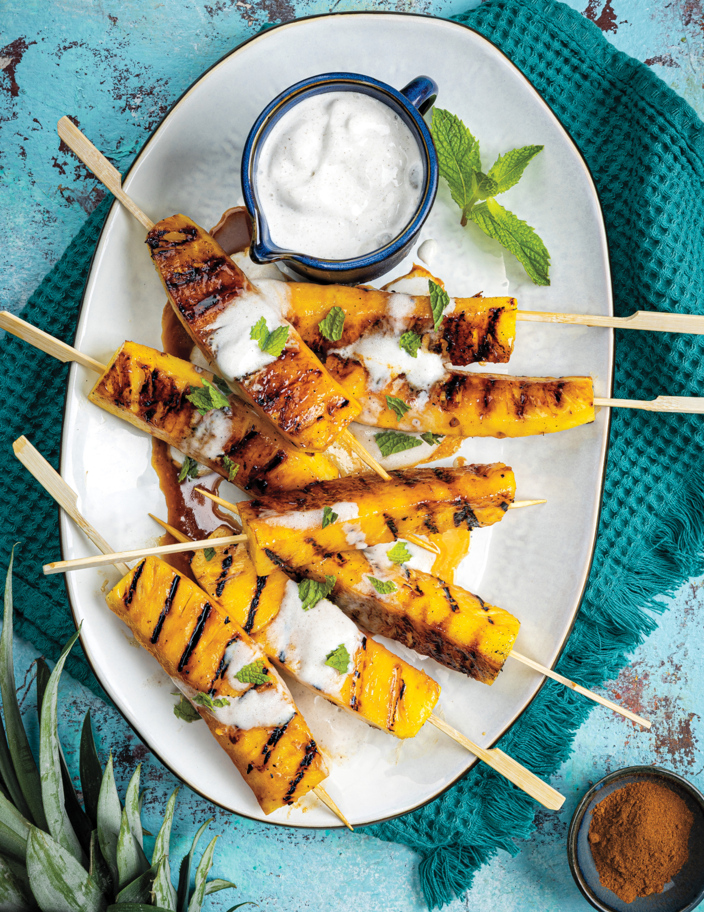 Grilled Pineapple Skewers with Vanilla Sauce Roche Bros