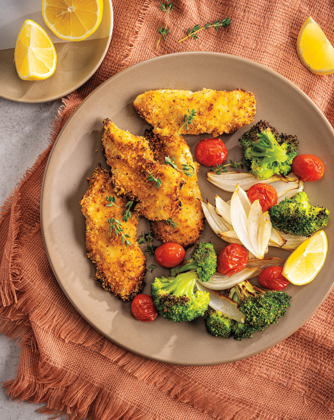 SheetPan LemonParmesan Chicken with Broccoli, Tomatoes & Onions
