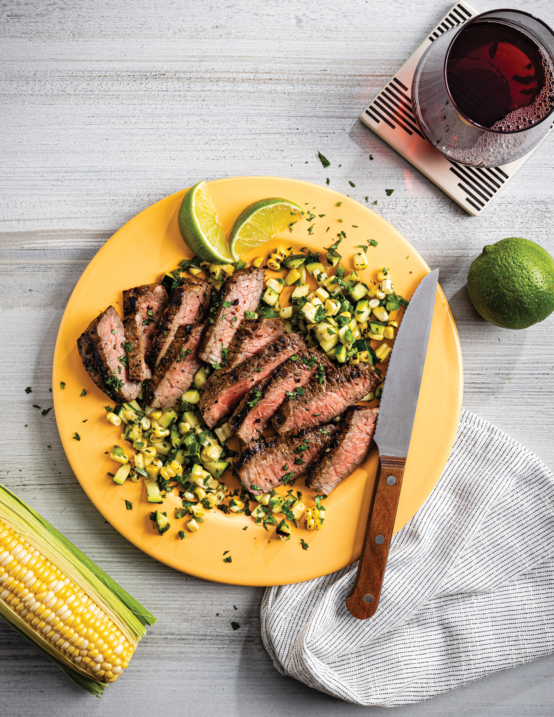 Grilled Sirloin Steaks with Grilled Zucchini- Corn Salsa - Roche Bros